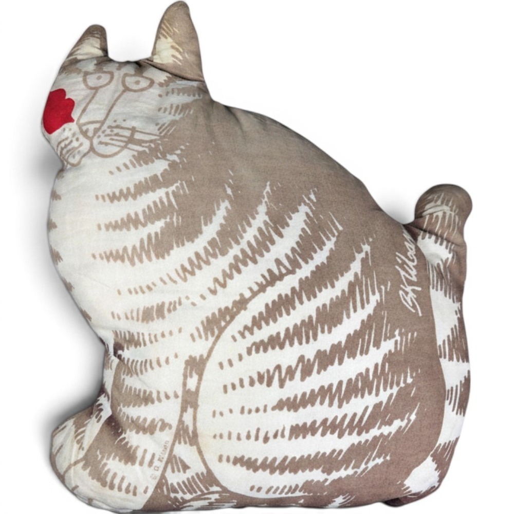 B. Kliban Fat Cat‎ Plush Pillow Unisex Small Tan Brown Striped Vintage Kitsch